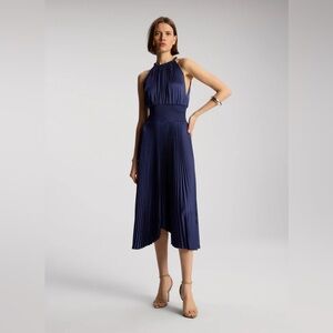 A.L.C. Renzo II Satin Pleated Dress Navy Size 6